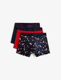 Çok Renkli Baskılı Pamuklu 3'lü Boxer Seti
