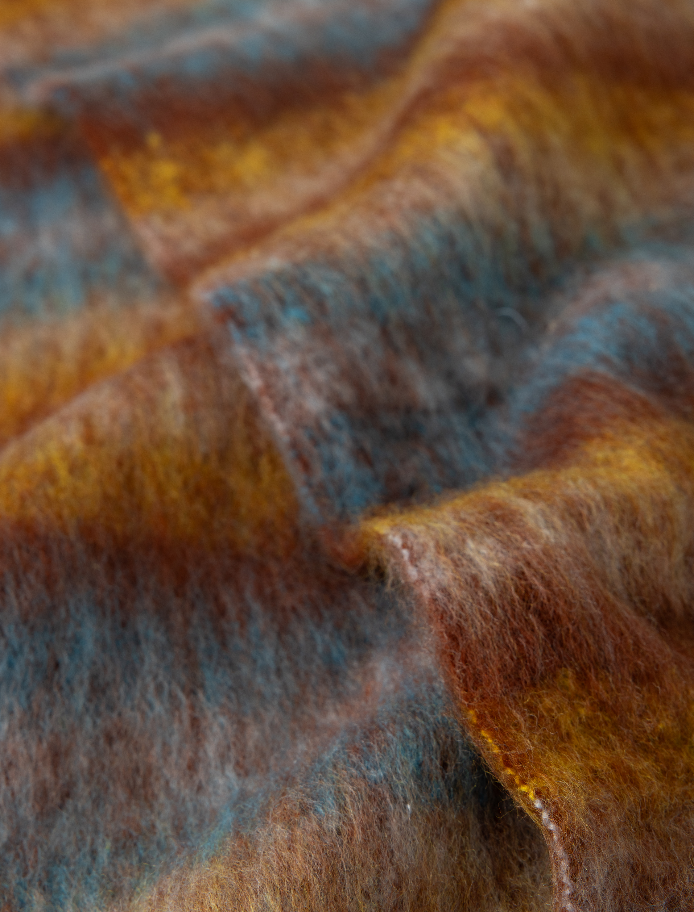  Kadın Uzun Atkı Püskül Detaylı Renk Bloklu Yumuşak Dokulu