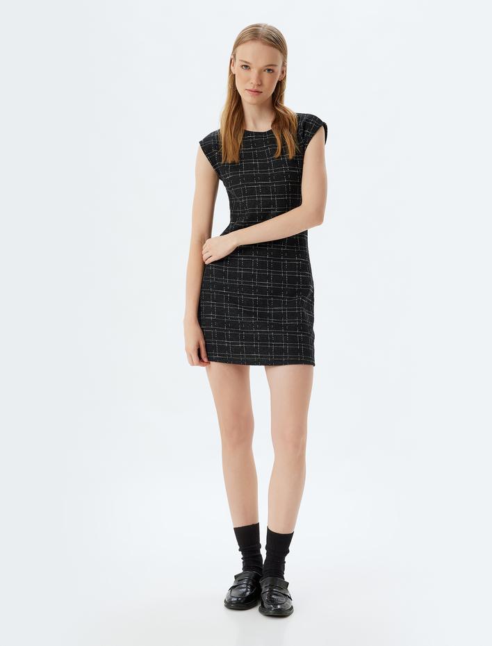  Mini Tüvit Elbise Kolsuz Bisiklet Yaka