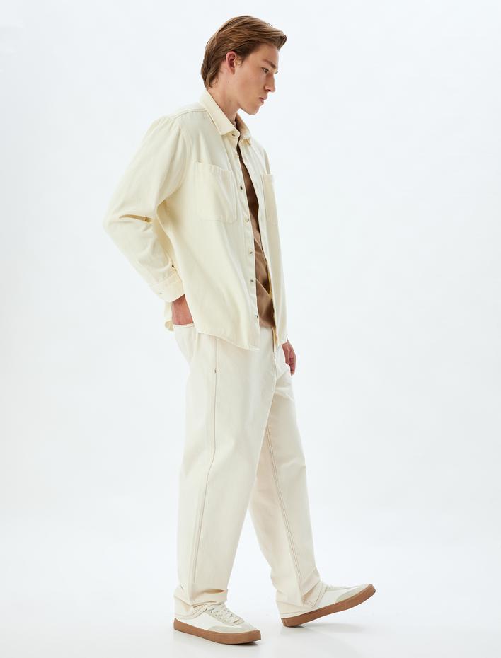  Cep Detaylı Standart Bel Pamuklu Bol Baggy Kot Pantolon