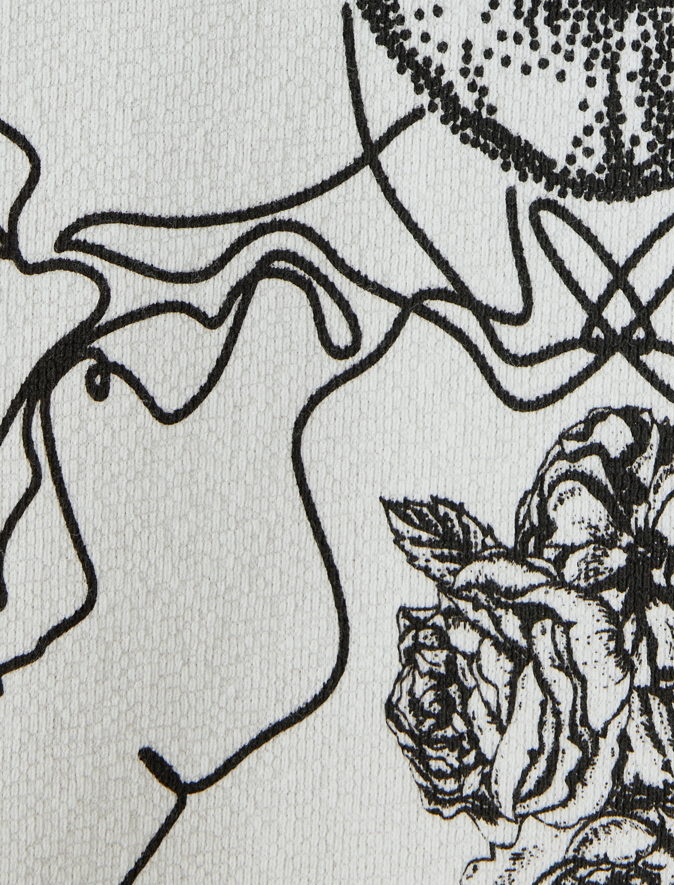   Kuru Kafa Baskılı Kazak Bisiklet Yaka Bol Kalıp Uzun Kollu Pamuklu