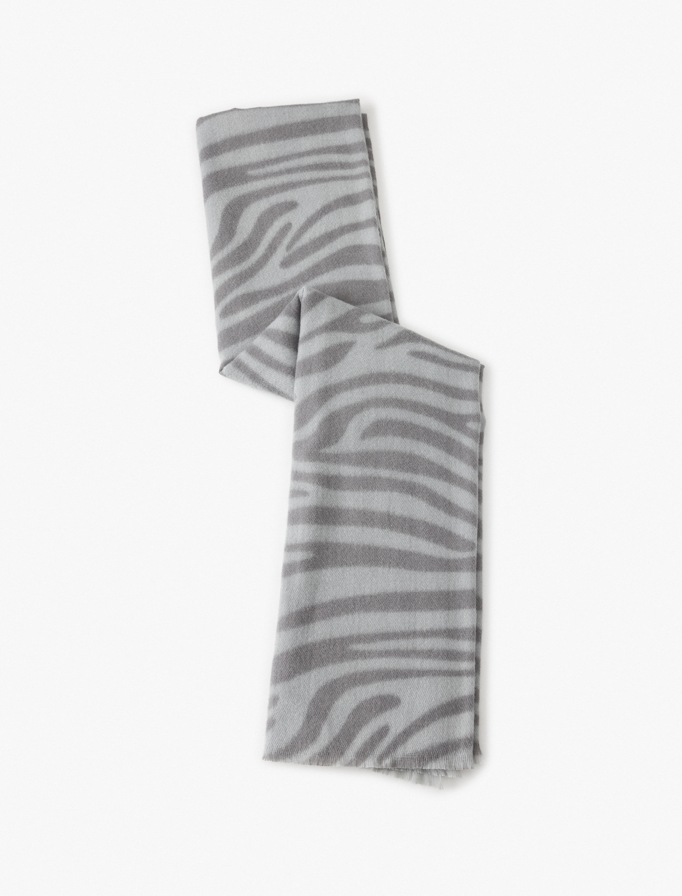  Kadın Uzun Atkı Zebra Desenli İnce Püsküllü Yumuşak Dokulu