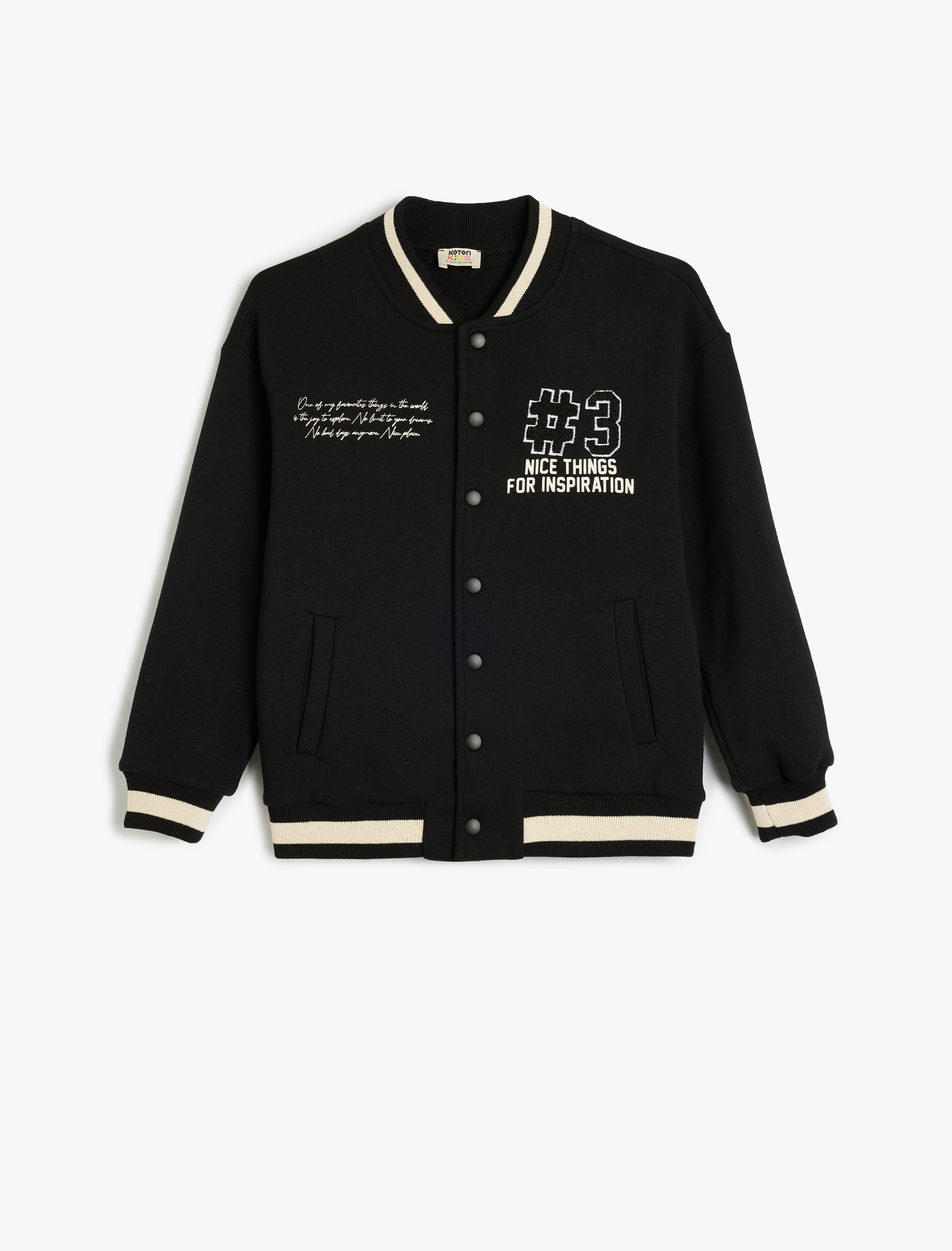  Erkek Çocuk Kolej Ceket Aplike Detaylı Cepli Yuvarlak Yaka Şardonlu