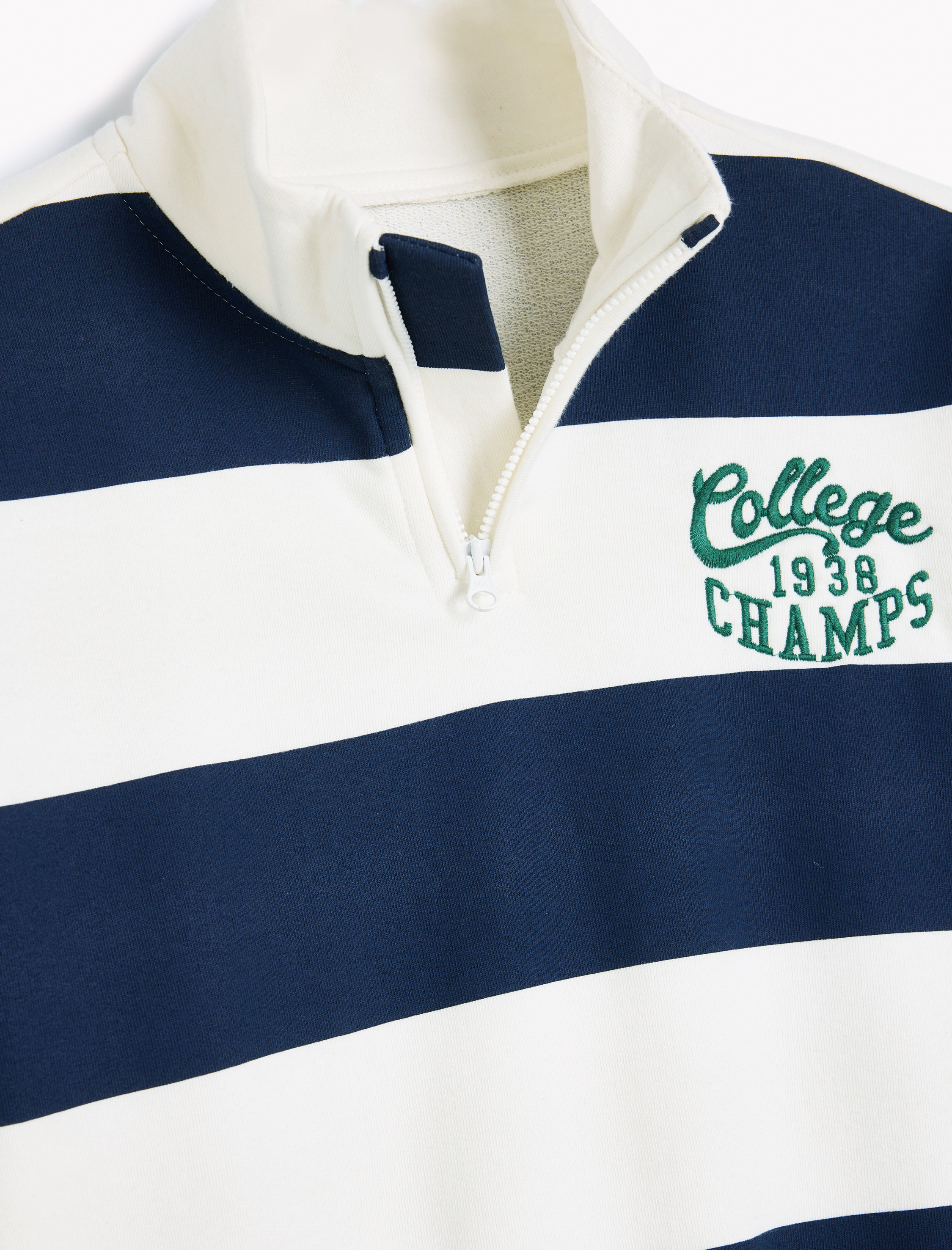  Erkek Çocuk Sweatshirt Dik Yaka Yarım Fermuarlı Kolej İşlemeli Şardonlu