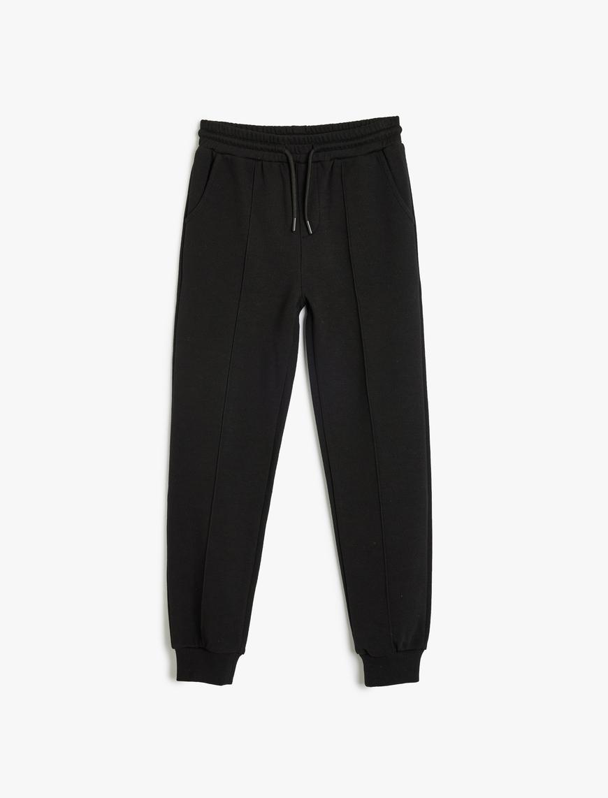  Erkek Çocuk Basic Jogger Eşofman Altı Beli Bağlamalı Şardonlu