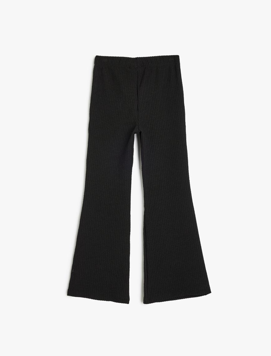  Kız Çocuk İspanyol Paça Pantolon Beli Lastikli