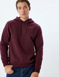 Şardonlu Pamuk Karışımlı Basic Kapşonlu Sweatshirt