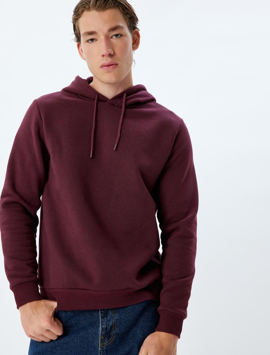   Şardonlu Pamuk Karışımlı Basic Kapşonlu Sweatshirt