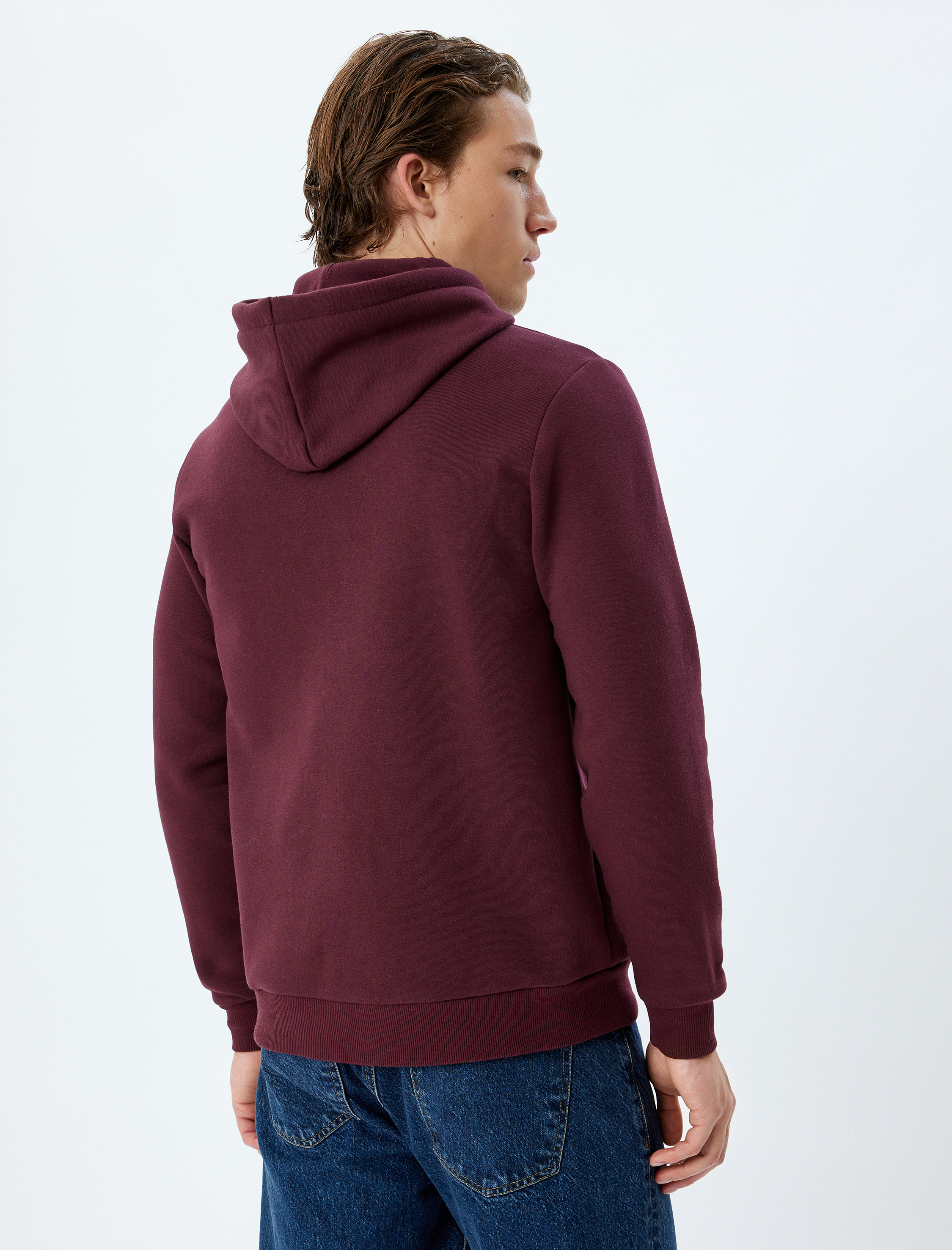   Şardonlu Pamuk Karışımlı Basic Kapşonlu Sweatshirt