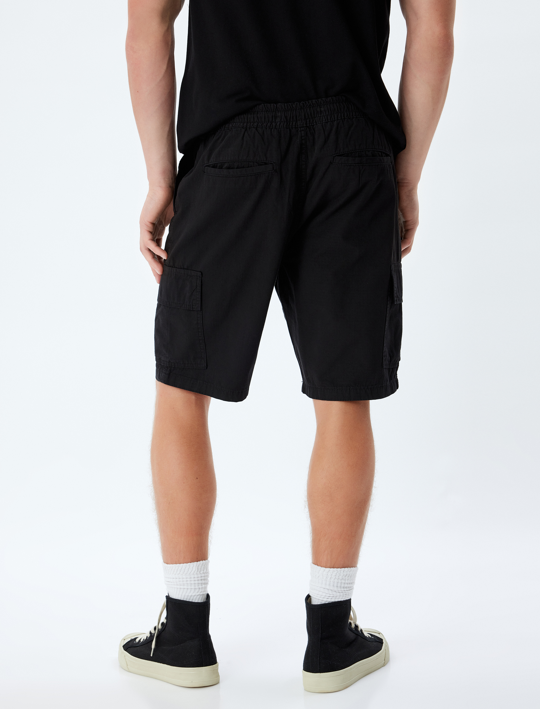   Chino Şort Bermuda Kargo Cep Detaylı Beli Bağcıklı Pamuklu