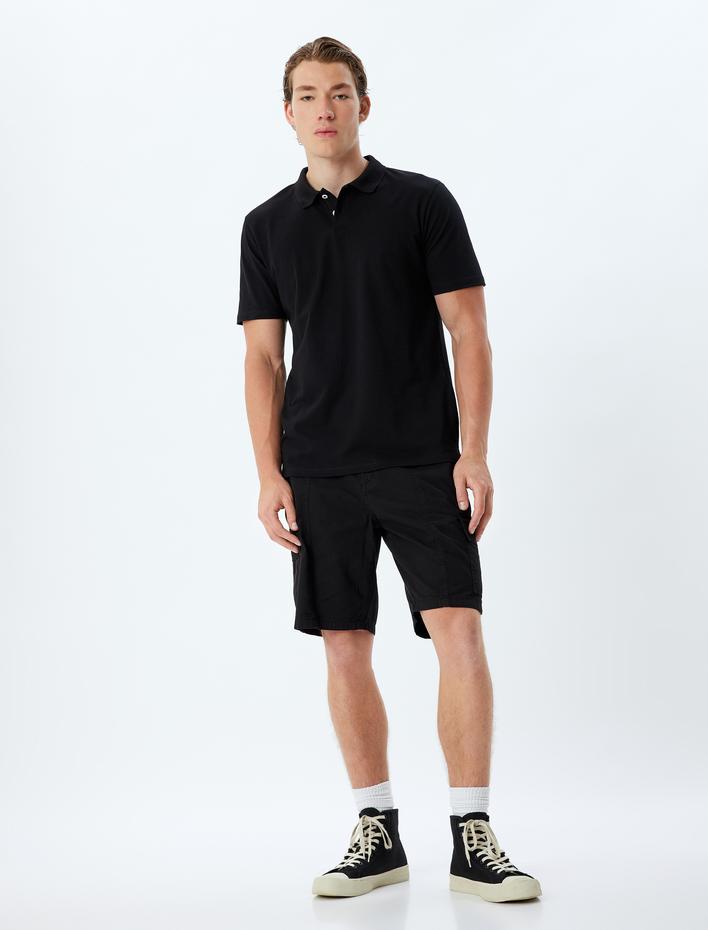  Slim Fit Tişört Polo Yaka Kısa Kollu Pamuklu