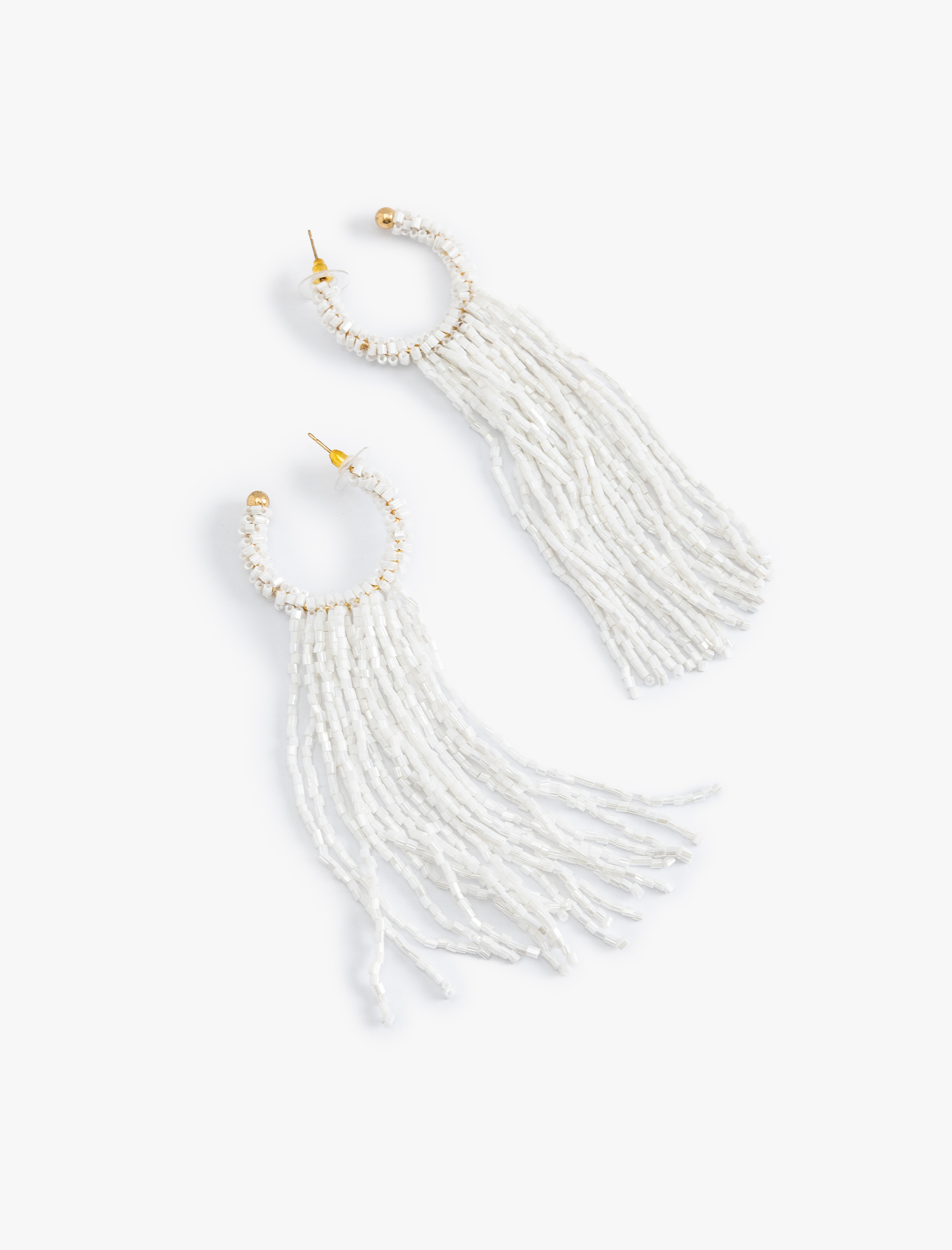  Kadın Büyük Boy Boncuklu Halka Küpe Sallantılı - Koton X Sibil Çetinkaya