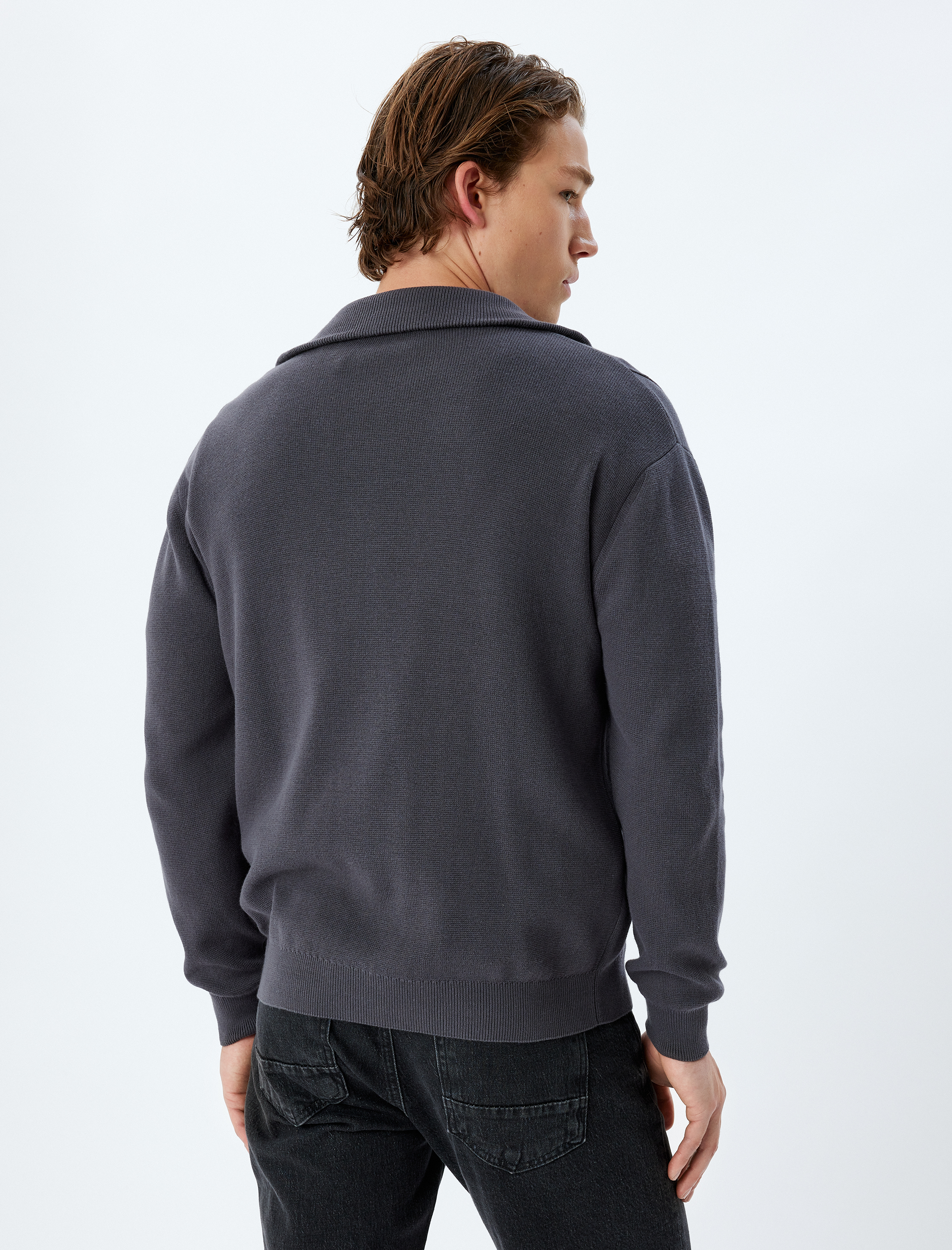   Triko Hırka Fermuarlı Cep Detaylı Basic Pamuklu