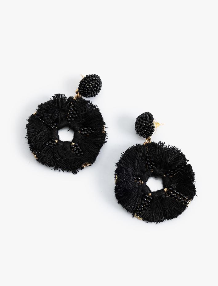 Kadın Boncuklu Geometrik Küpe Örgü - Koton X Melis Ağazat