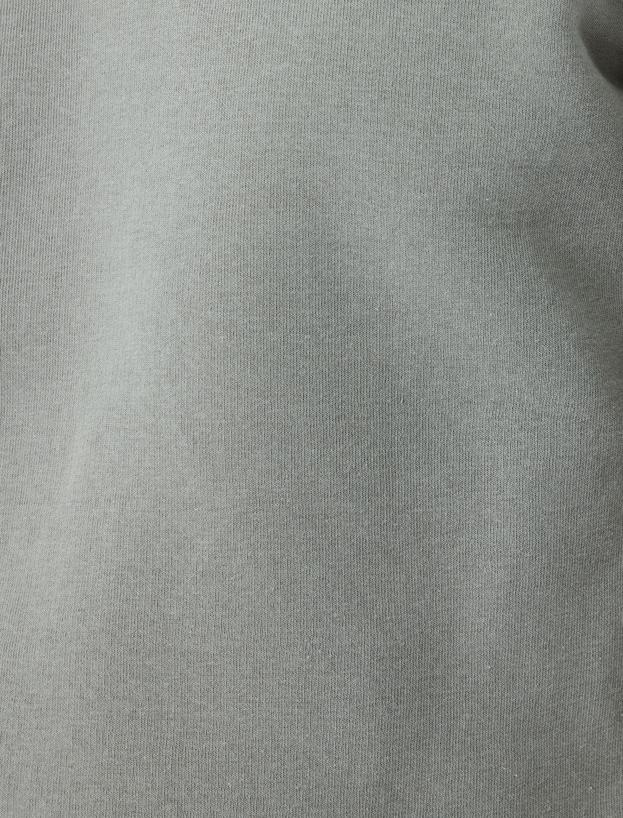 Yarım Fermuarlı Yaka Sweatshirt Uzun Kollu Pamuk Karışımlı_5