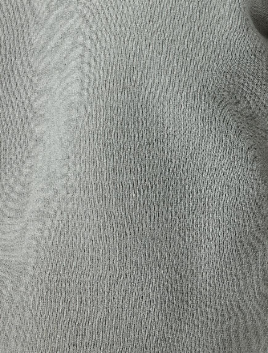   Yarım Fermuarlı Yaka Basic Şardonlu Pamuk Karışımlı Uzun Kollu Sweatshirt