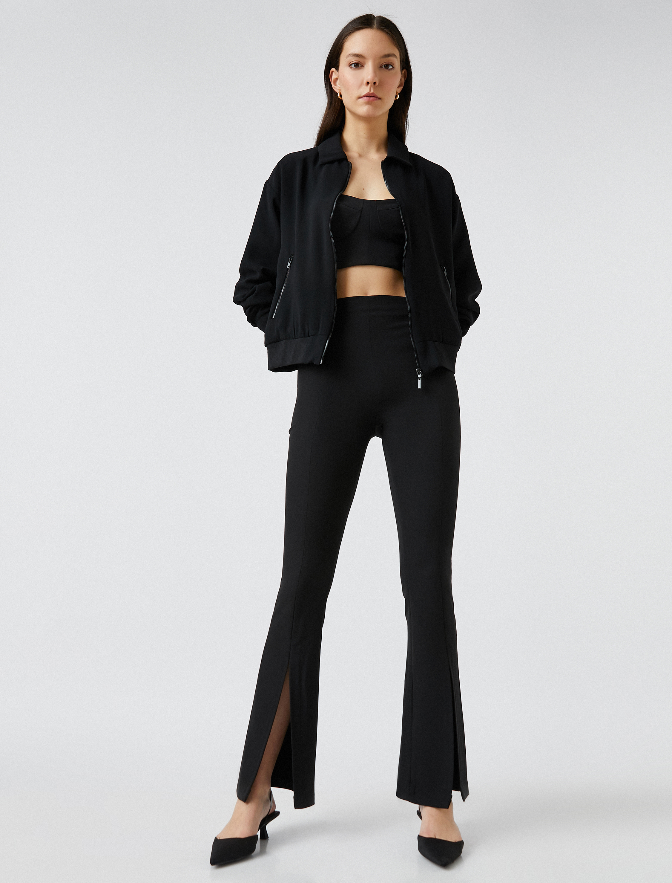   Paçası Yırtmaçlı İspanyol Paça Pantolon