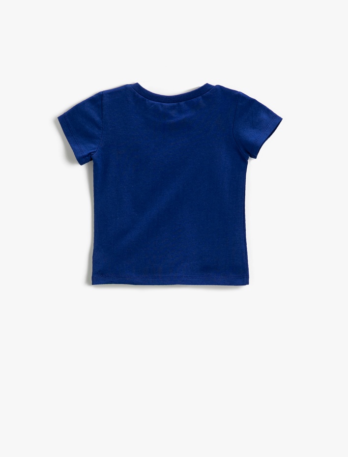 Erkek Bebek Dinozor Baskılı Kısa Kollu Tişört Pamuklu