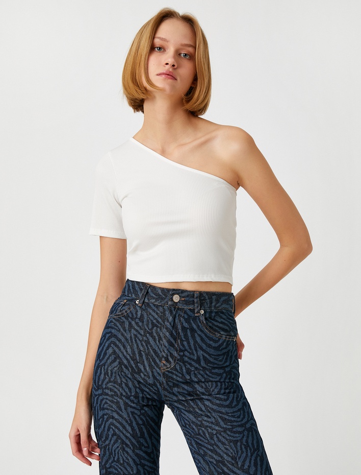  Tek Omuz Crop Top