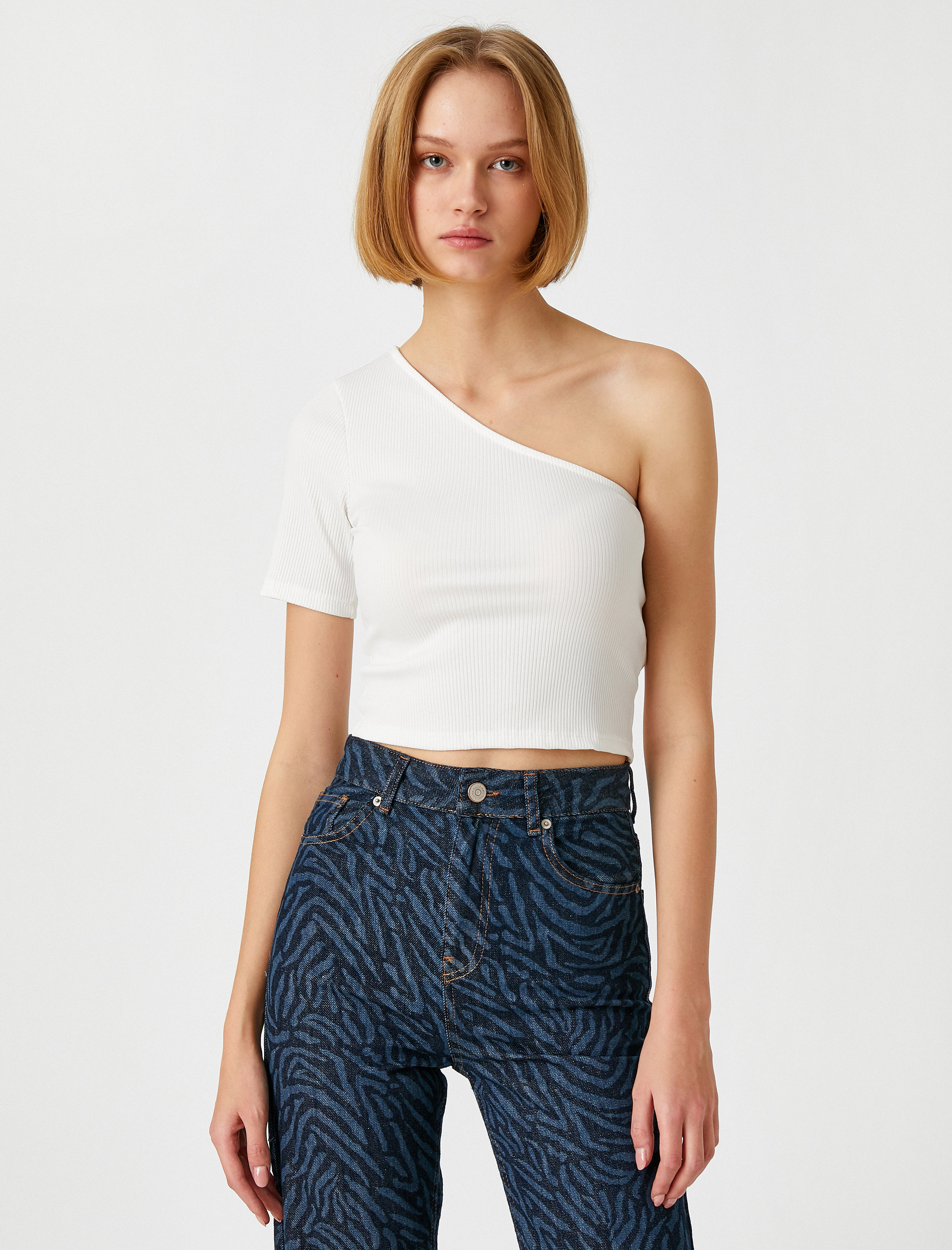   Tek Omuz Crop Top