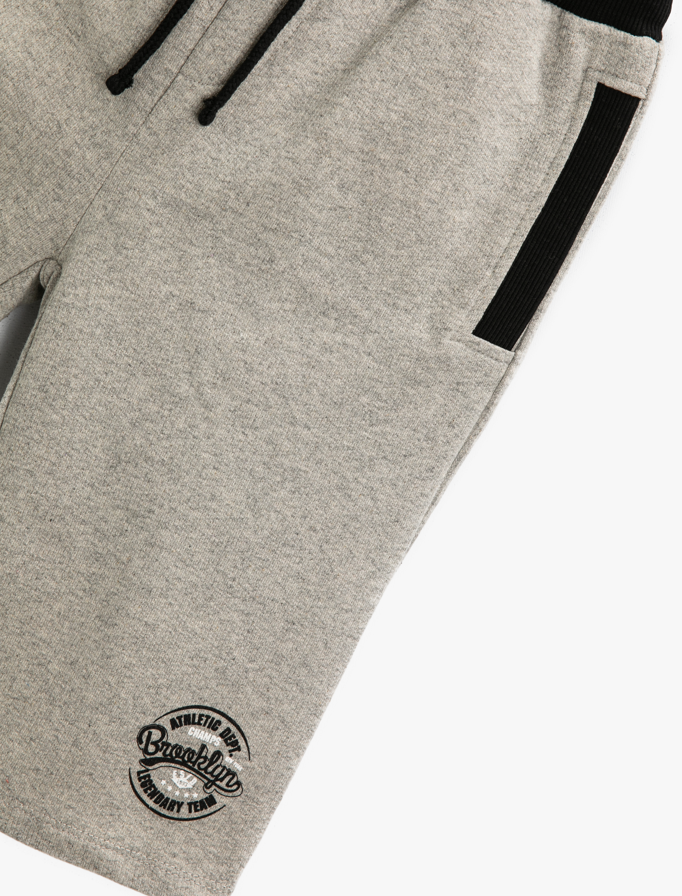 Erkek Çocuk Slogan Baskılı Şort Pamuklu Beli Bağcıklı