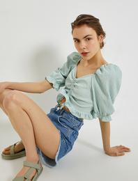 Crop Bluz Kısa Kollu