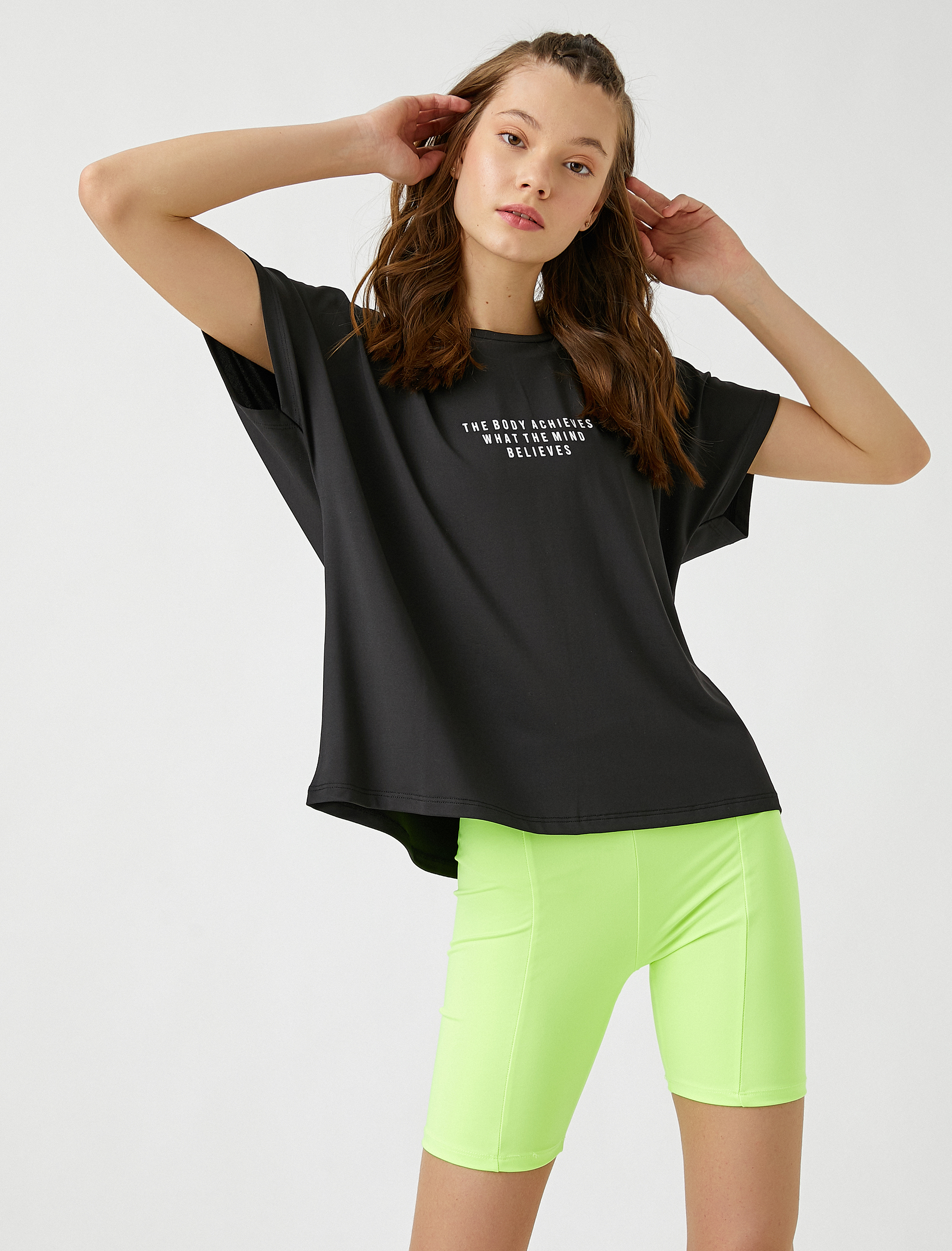  Slogan Baskılı Spor Tişört