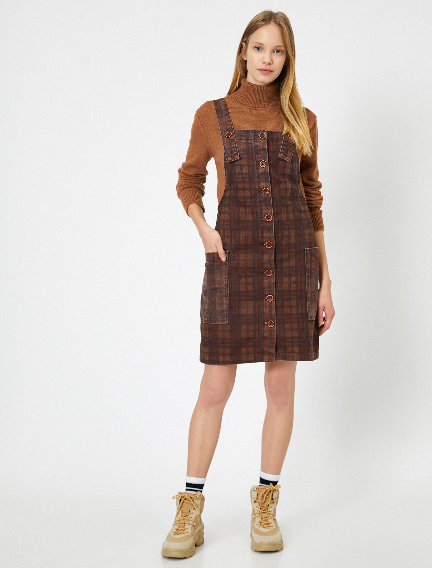 Kareli Salopet Elbise