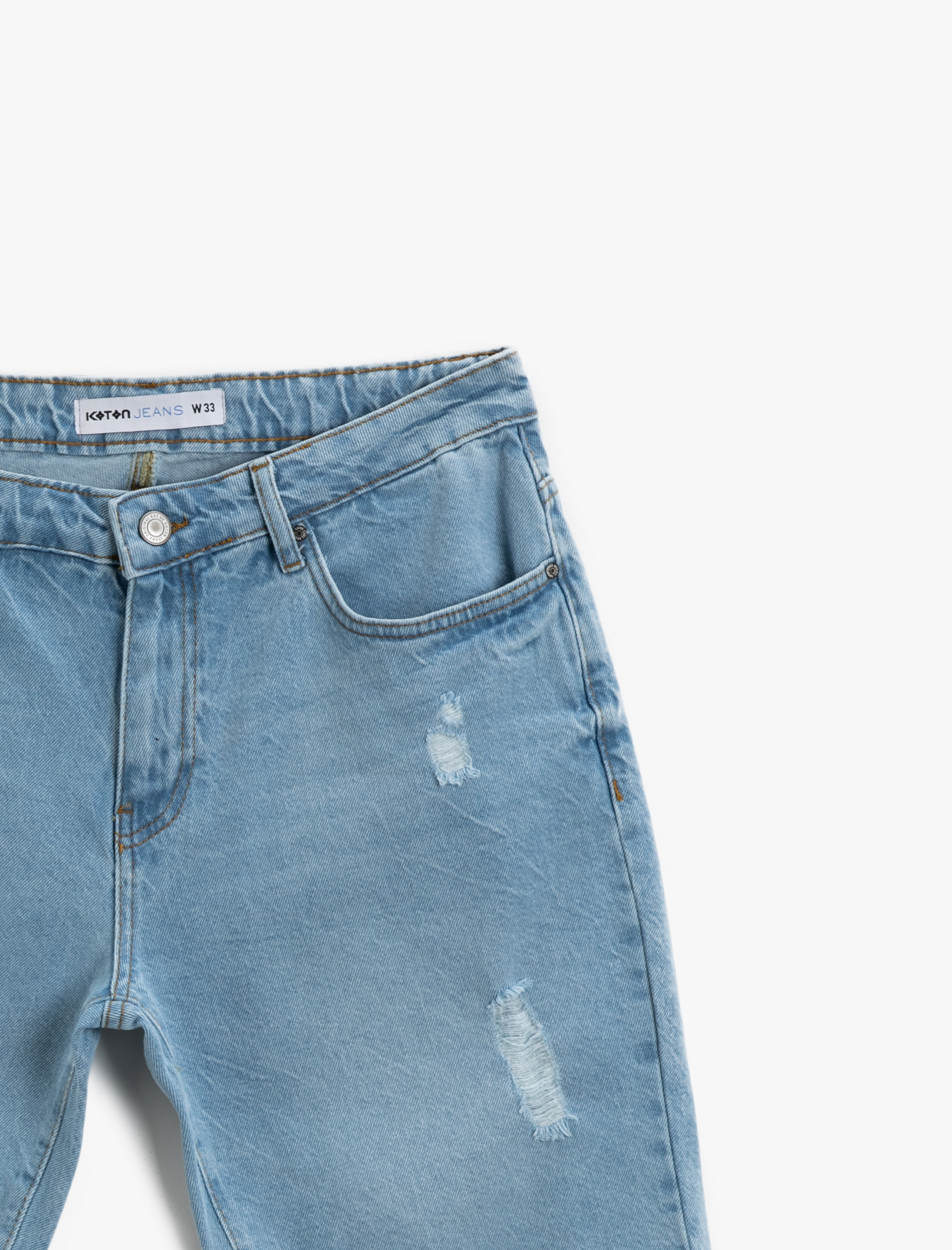   Eskitilmiş Jean Şort Pamuklu