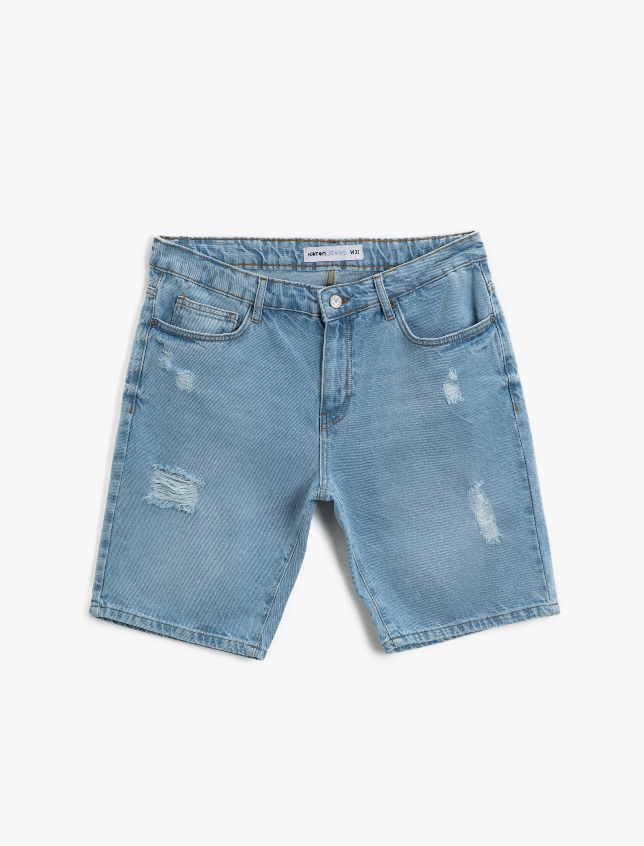   Eskitilmiş Jean Şort Pamuklu