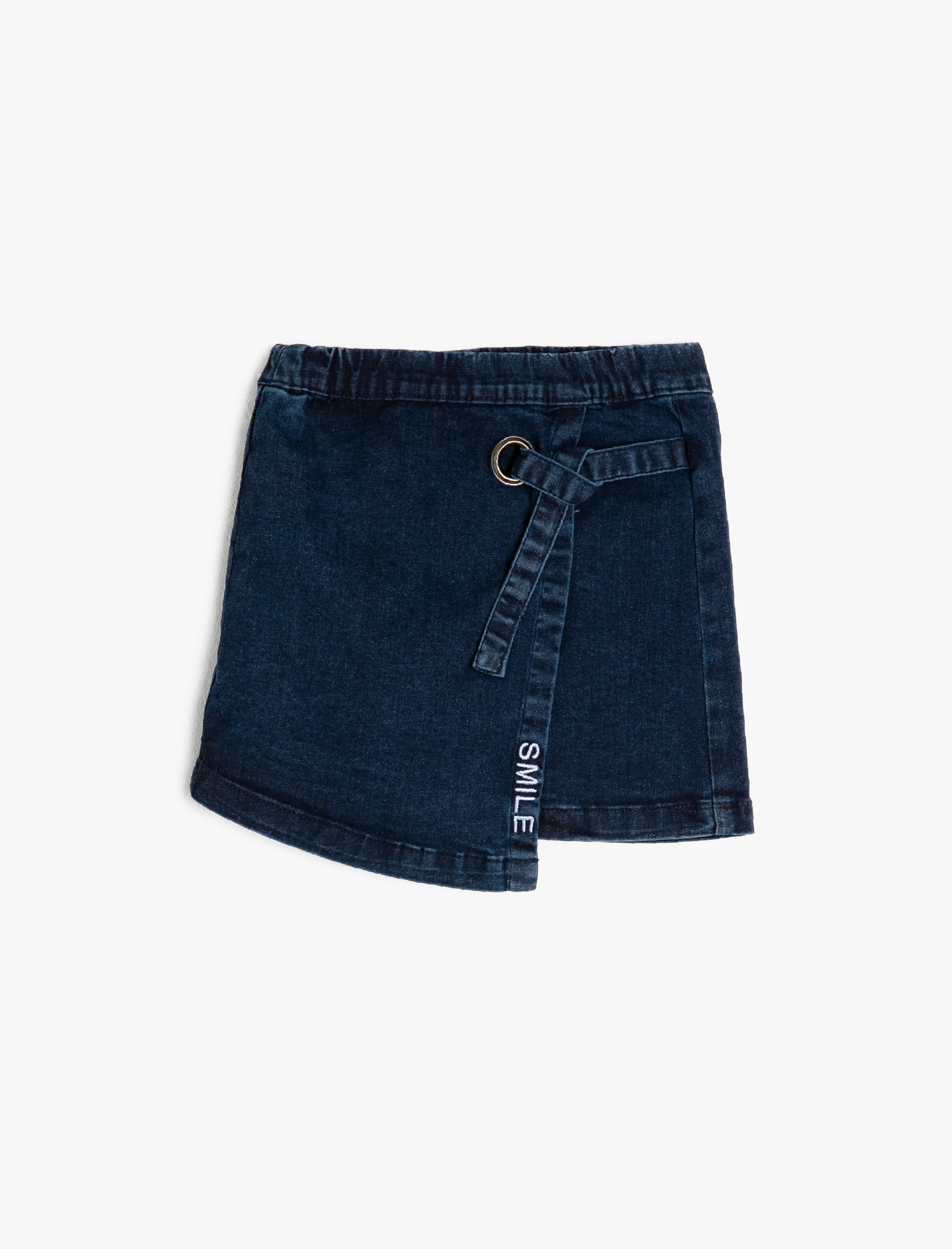  Kız Çocuk Normal Bel Bağlamalı Yazılı Islemeli Jean Etek