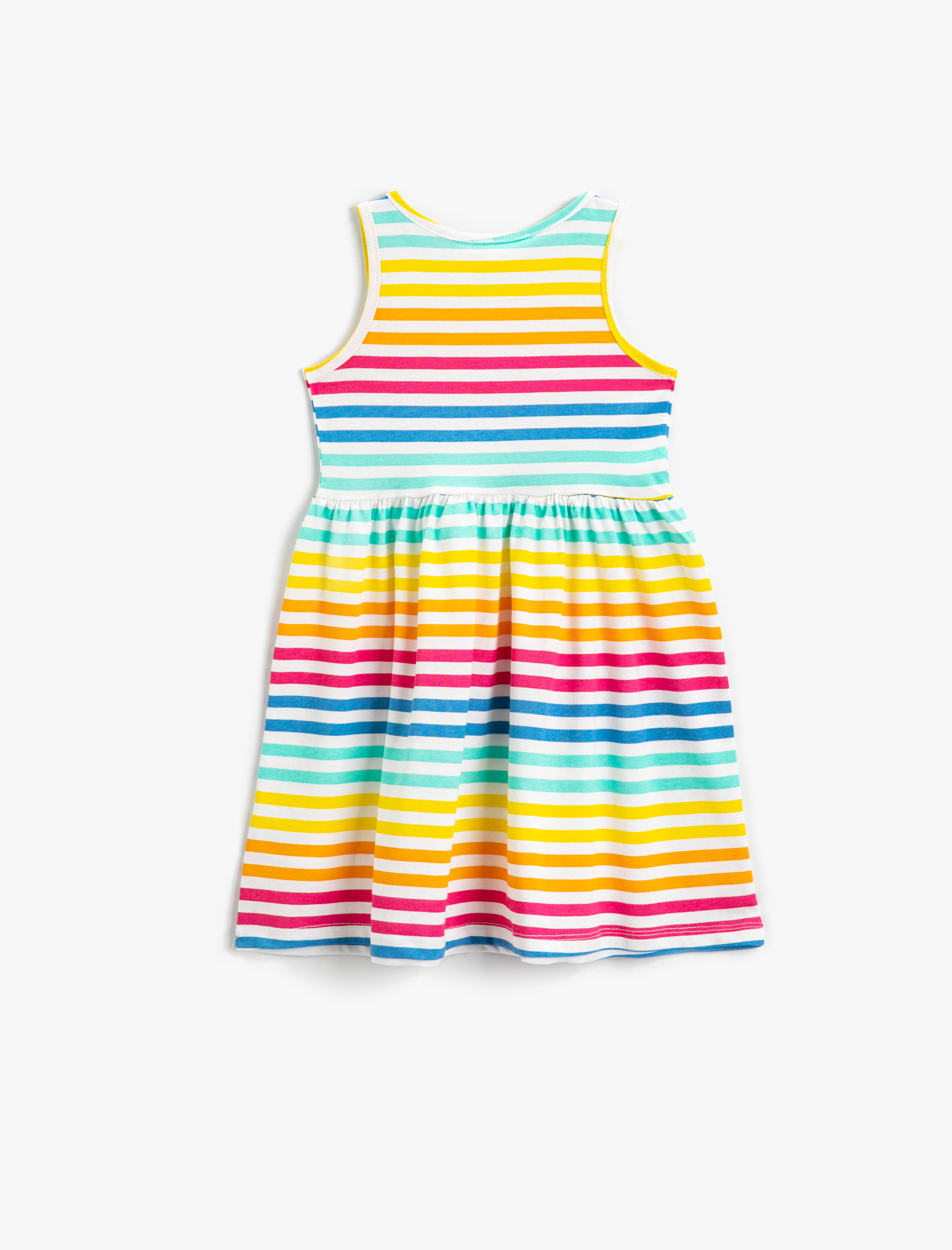  Kız Çocuk Penye Elbise Pamuklu Kolsuz Bisiklet Yaka