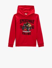 Speedway Racing Baskılı Pamuklu Kapüşonlu Sweatshirt