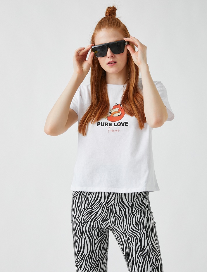  Baskılı Kısa Kollu Pamuklu Tişört