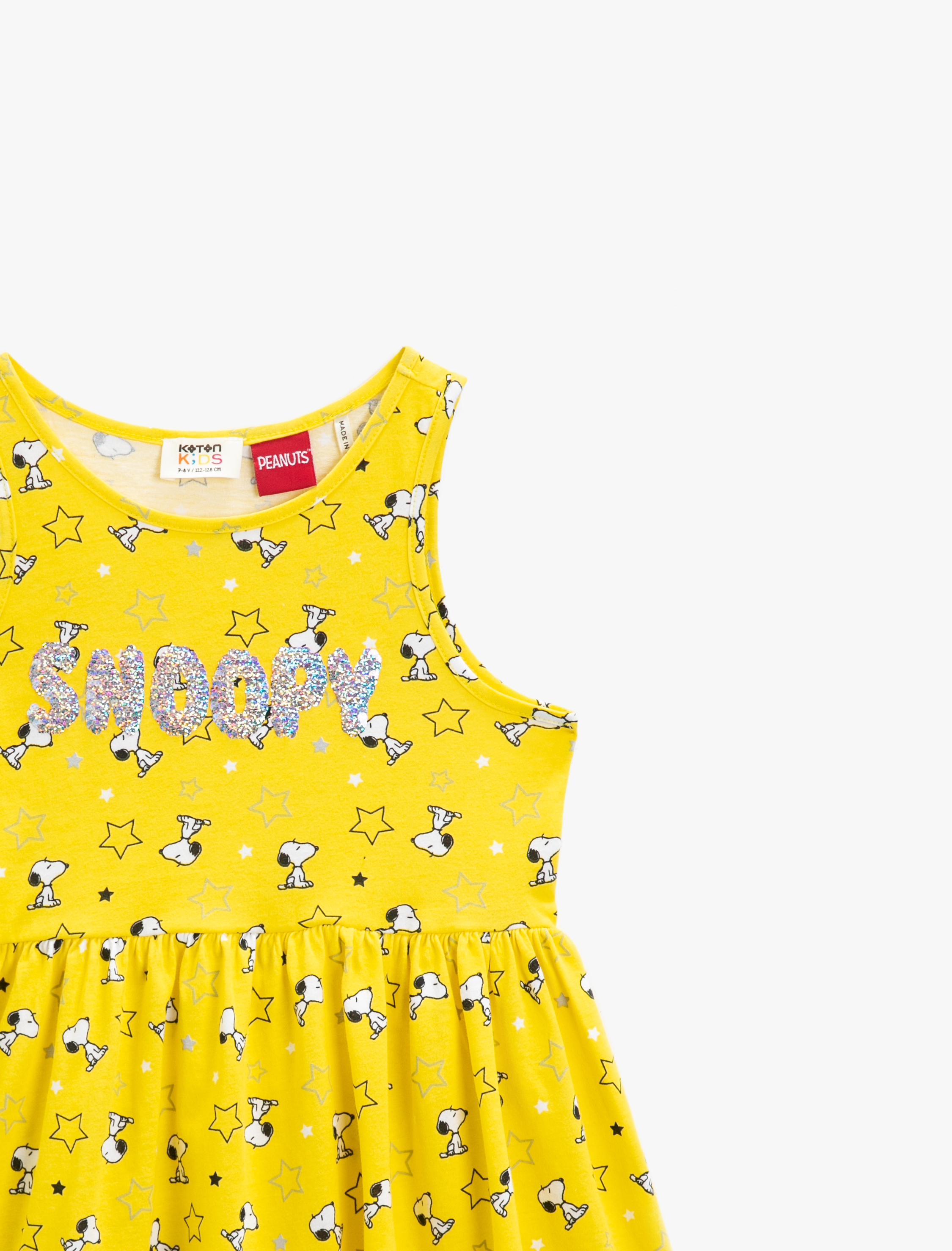  Kız Çocuk Snoopy Elbise Bisiklet Yaka Pamuklu Lisanslı