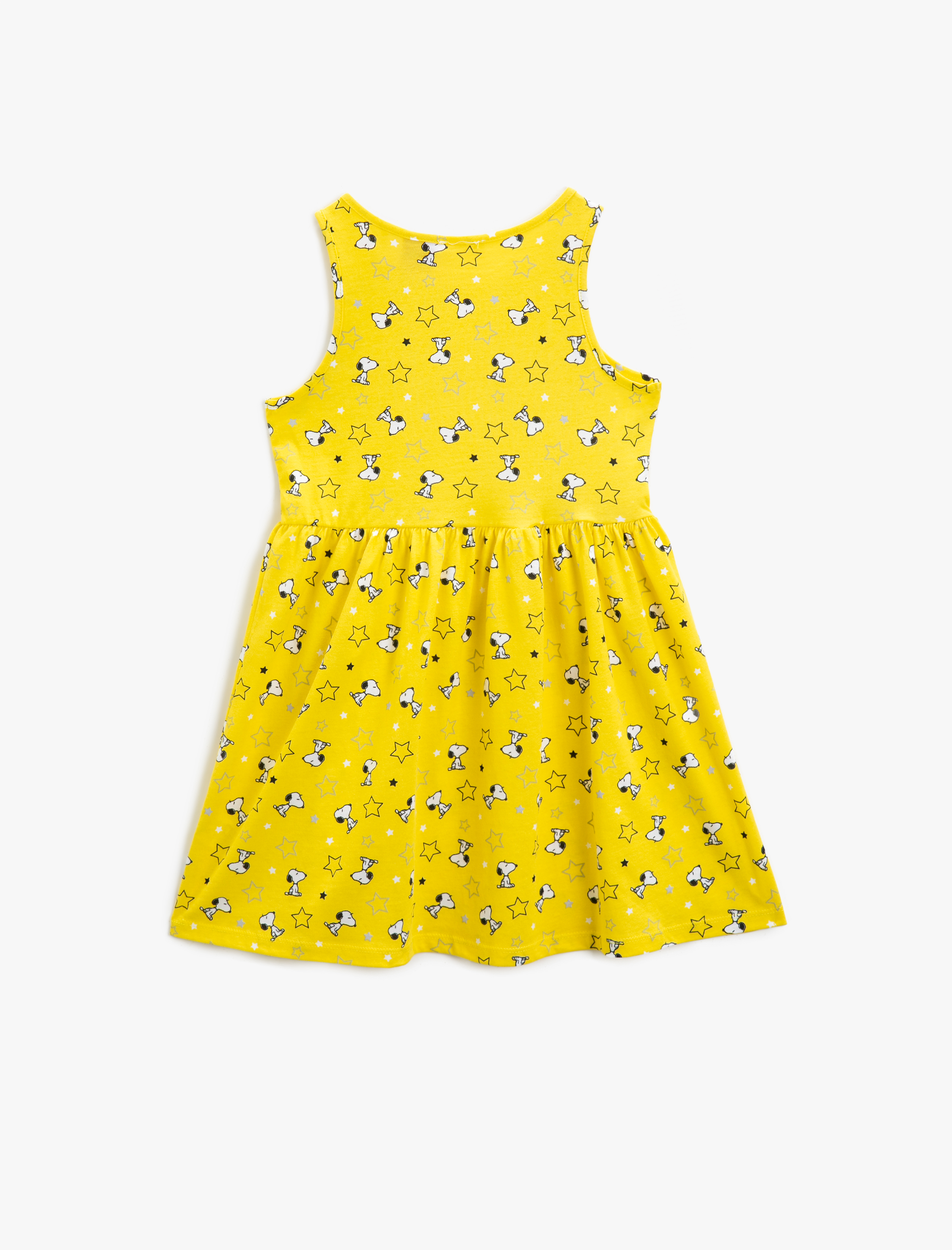  Kız Çocuk Snoopy Elbise Bisiklet Yaka Pamuklu Lisanslı