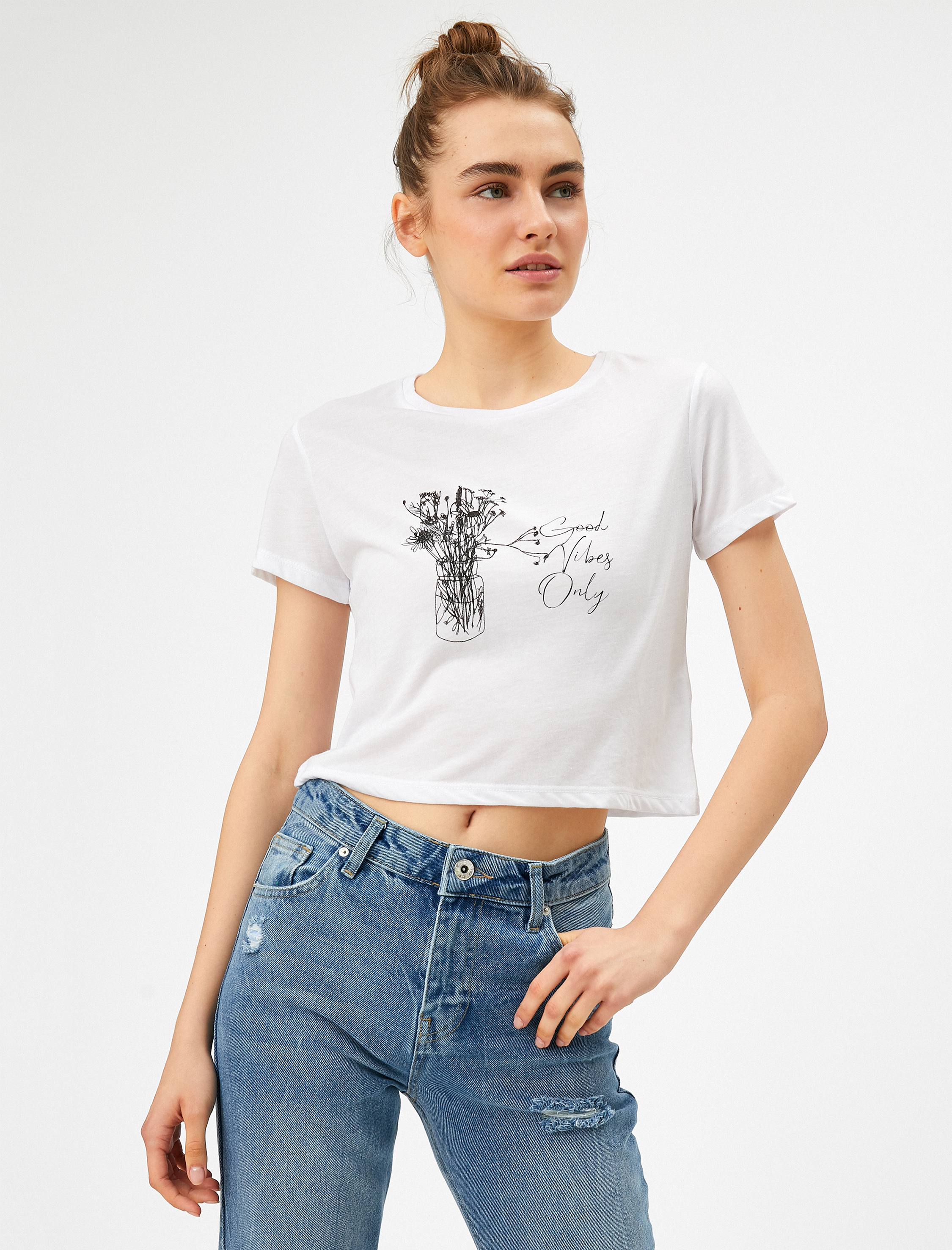   Yazılı Baskılı Tişört Bisiklet Yaka