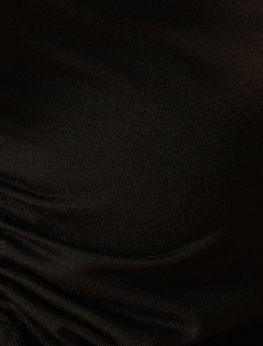   Crop Tişört Bağlamalı Bisiklet Yaka Kısa Kollu