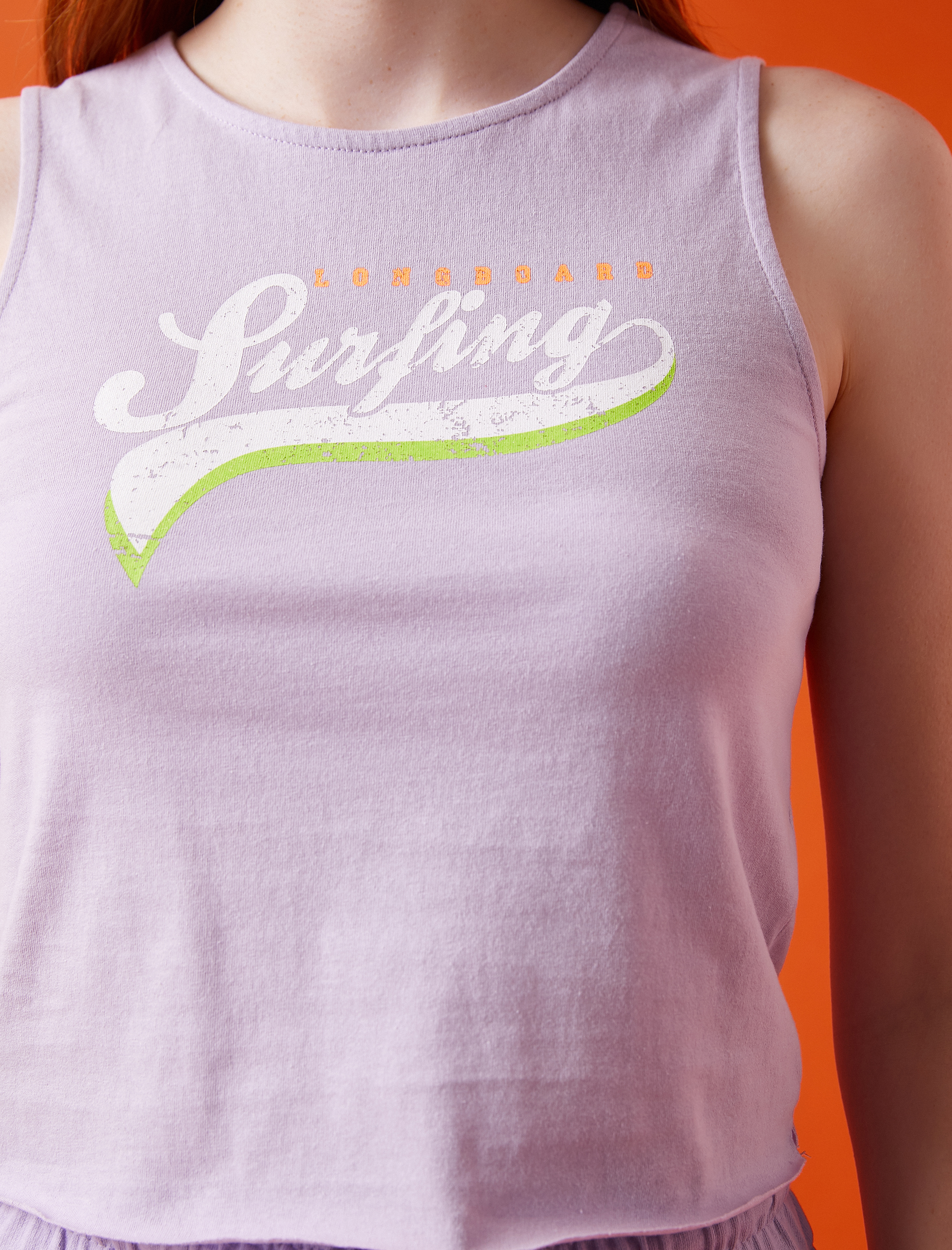   Yazılı Baskılı Atlet Bisiklet Yaka Pamuklu Tanktop