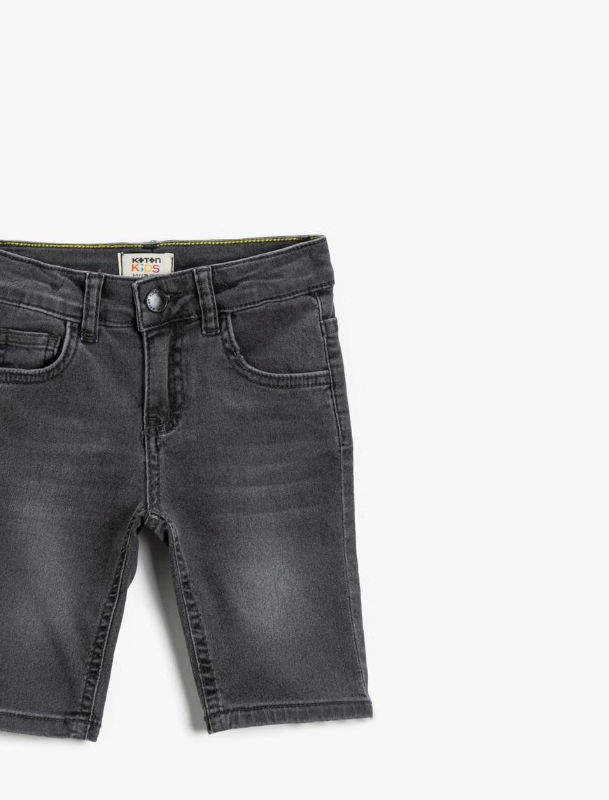  Erkek Çocuk Cepli Jean Şort Pamuklu