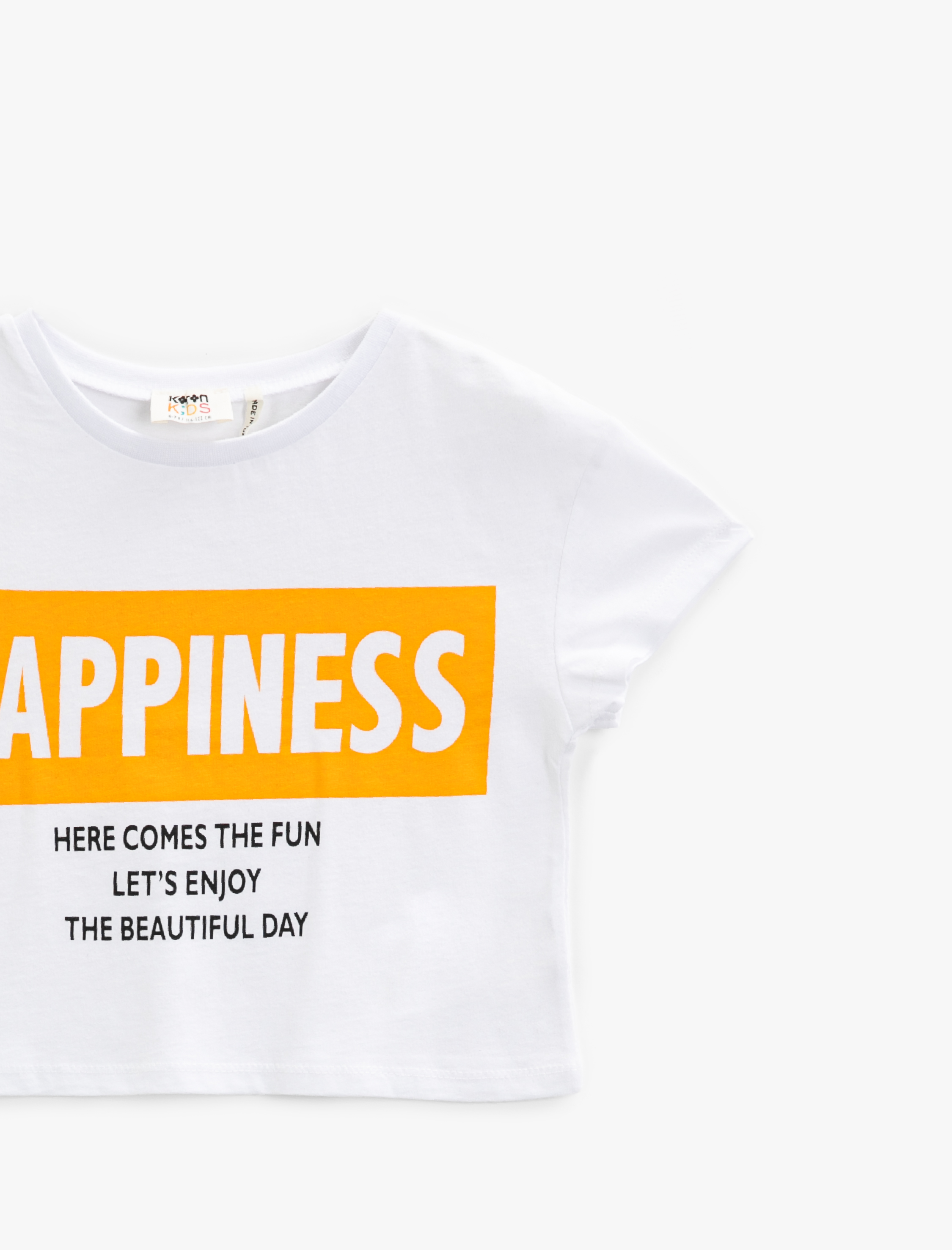  Kız Çocuk Yazılı Tişört Kısa Kollu Pamuklu