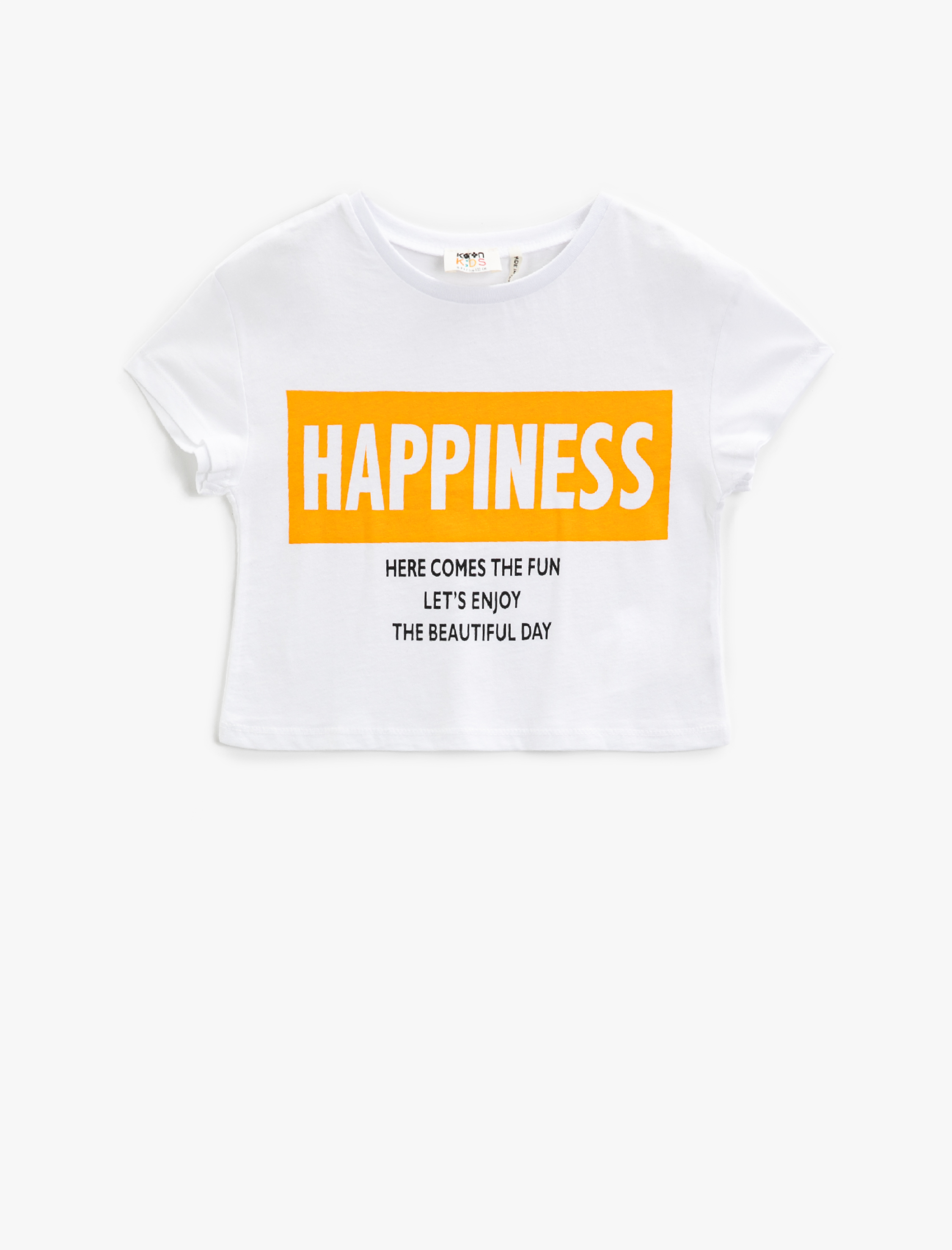  Kız Çocuk Yazılı Tişört Kısa Kollu Pamuklu