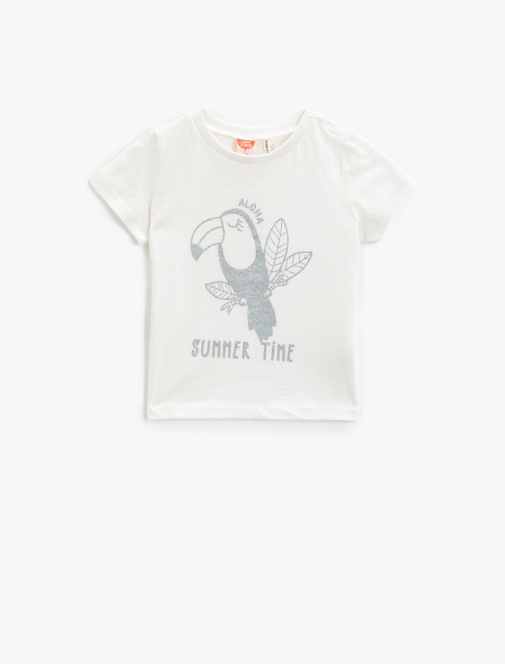 Kız Bebek Baskılı Tişört Kısa Kollu Pamuklu