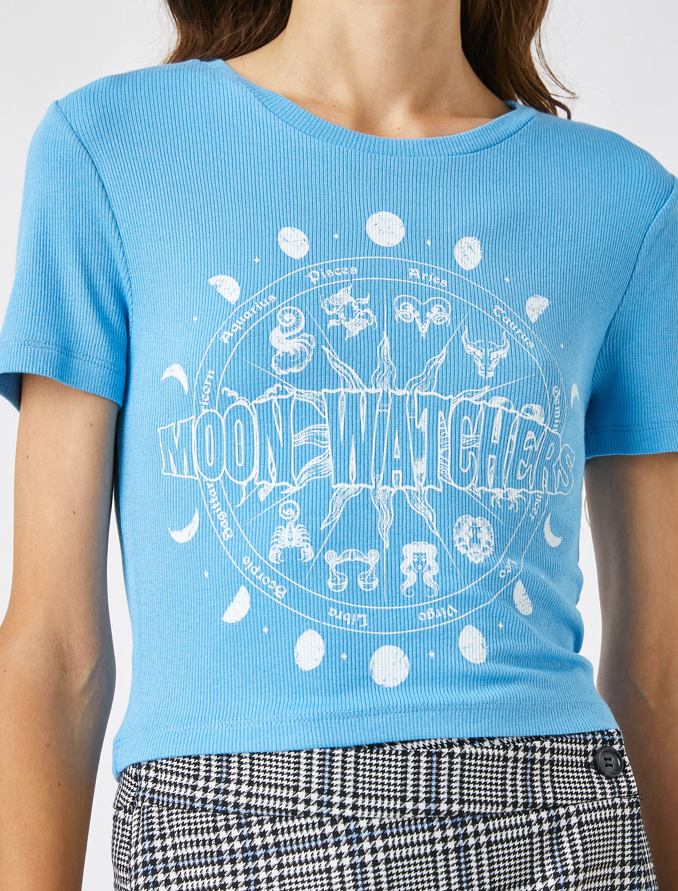   Baskılı Bisiklet Yaka Kısa Kollu Tişört