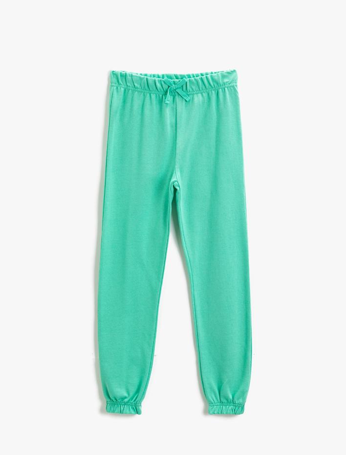 Kız Çocuk Basic Fiyonklu Jogger Eşofman Altı Pamuklu