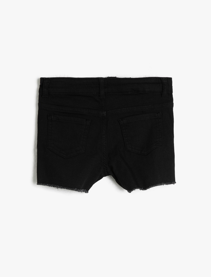 Kız Çocuk Rahat Kesim Beli Ayar Lastikli Kısa Jean Şort