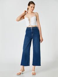 Yüksek Bel Bol Paça Kot Pantolon - Sandra Jean