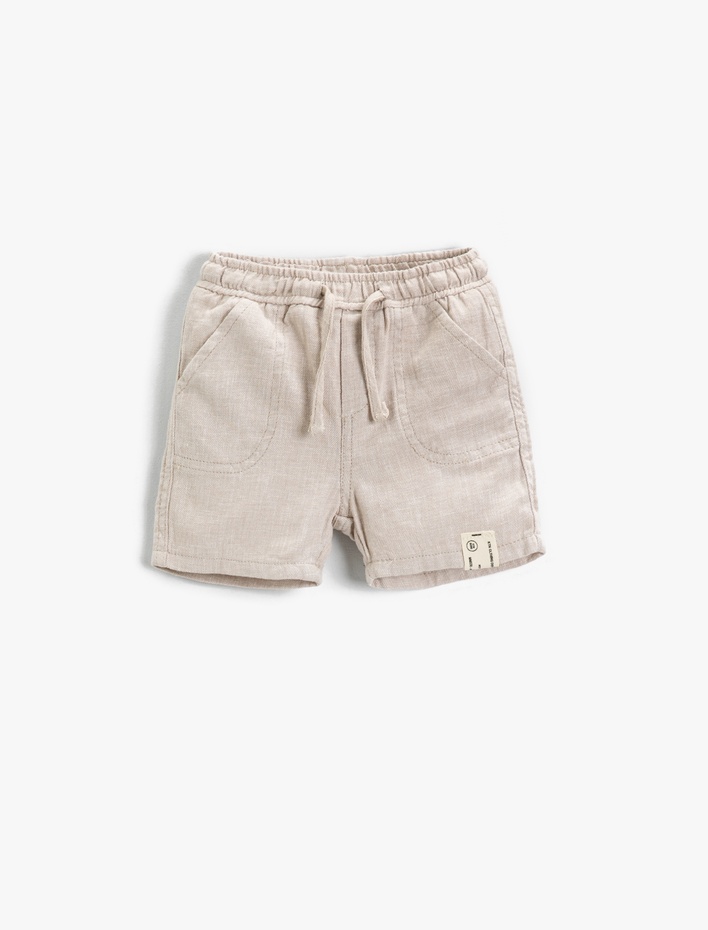 Erkek Bebek Keten Şort Belden Bağlamalı