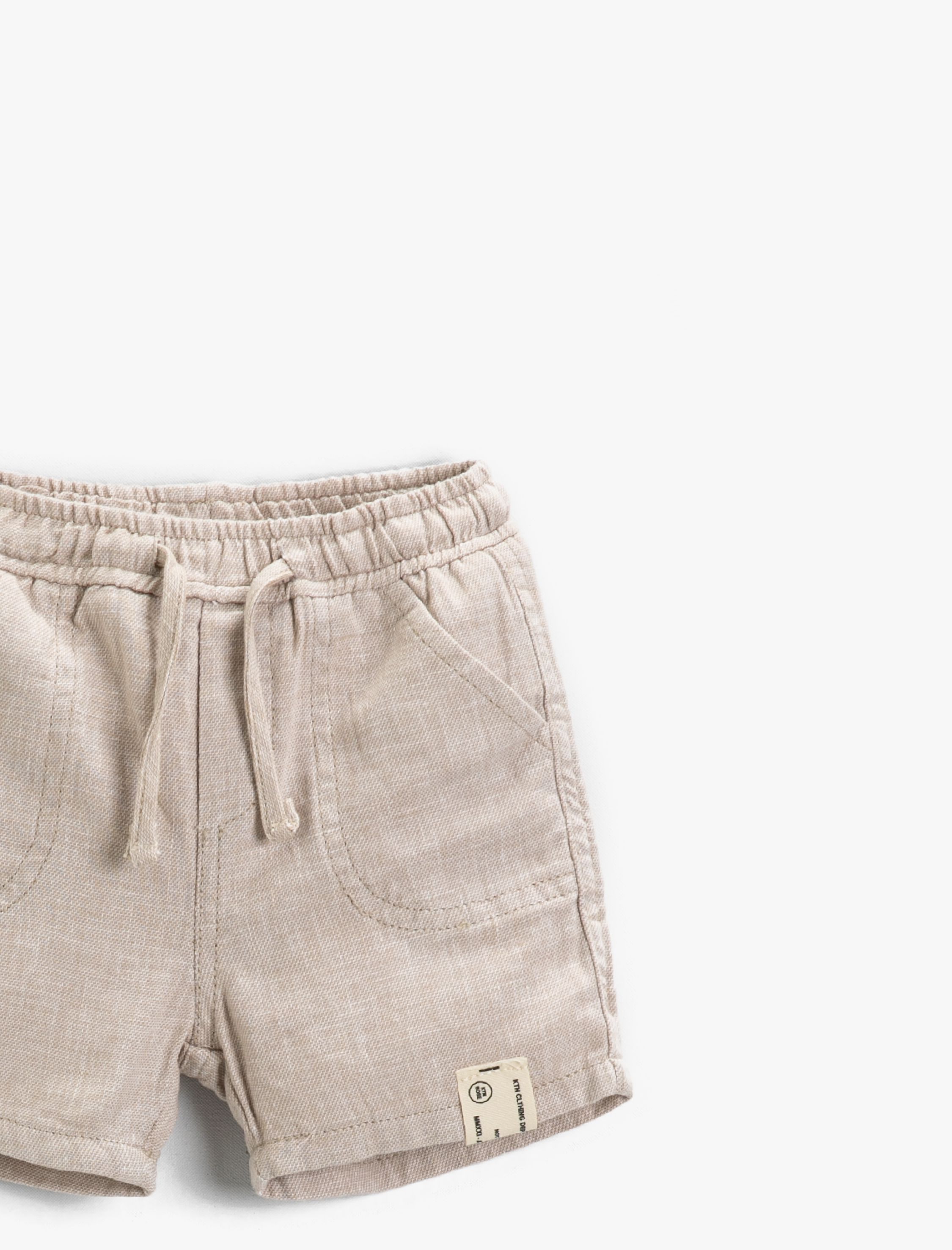  Erkek Bebek Keten Şort Belden Bağlamalı