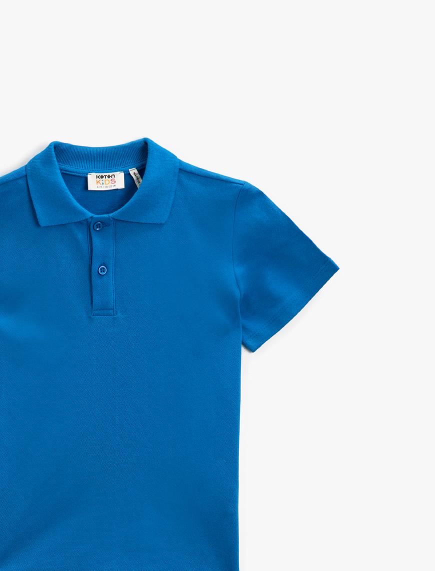  Erkek Çocuk Polo Yaka Tişört Pamuklu Basic Kısa Kollu